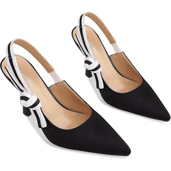 Women's Heels Closed Pointed Toe High Heels Bowknot Work Wedding Pumps Shoes - Picture 3 of 7